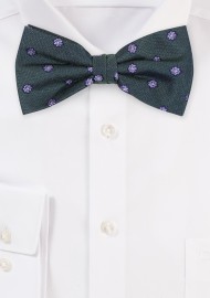Pine Green Bow tie | Matte Floral Bow Tie in Pine Green