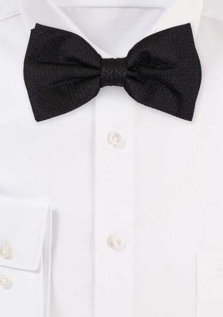 Black Pique Bowtie in 100% Silk