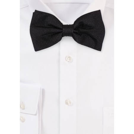 Black Pique Bowtie in 100% Silk