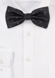 Black Silk Bow Tie with Gray Polka Dots