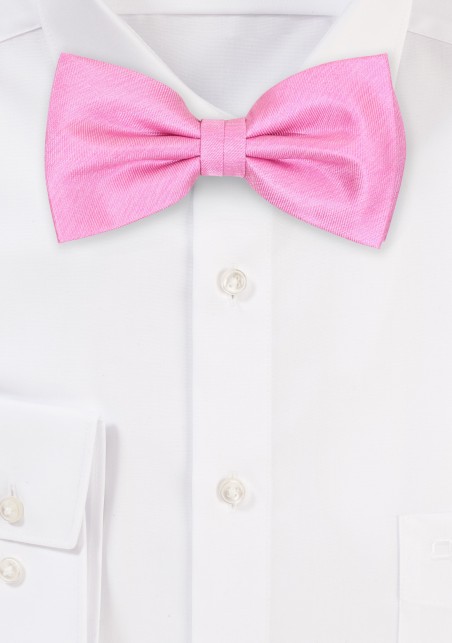Solid Pink Bow Tie in Matte Woven Silk