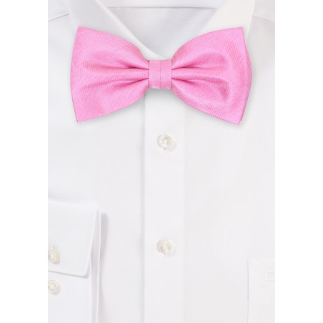Solid Pink Bow Tie in Matte Woven Silk