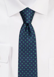 Skinny Tie with Shamrocks | Skinny Necktie with Embroidered Shamrocks