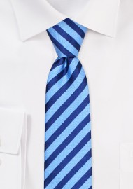 Blue Skinny Tie with Stripes | Striped Necktie in Slim Width in Sky and Navy Blue