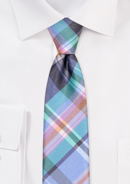 Madras Slim Tie | Skinny Necktie in Madras Check