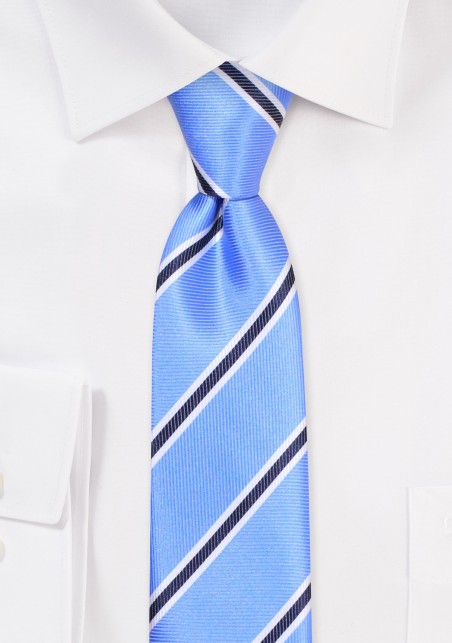 Repp Skinny Tie | Light Blue, Tan, and Black Skinny Striped Tie