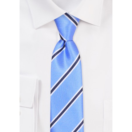 Repp Skinny Tie | Light Blue, Tan, and Black Skinny Striped Tie