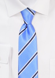 Repp Skinny Tie | Light Blue, Tan, and Black Skinny Striped Tie