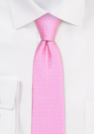 Pink Skinny Tie | Solid Pink Skinny Tie with Woven Checks