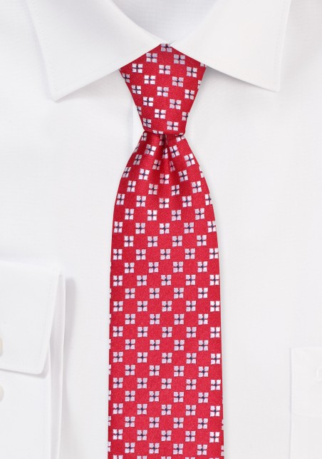 Cherry Check Skinny Tie | Skinny Tie with Cherry Red and White Checks