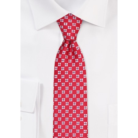 Cherry Check Skinny Tie | Skinny Tie with Cherry Red and White Checks