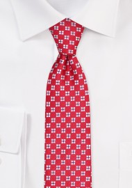 Cherry Check Skinny Tie | Skinny Tie with Cherry Red and White Checks