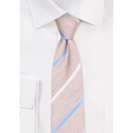 Wheat Color Skinny Tie | Striped Slim Tie in Wheat