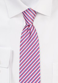 Red, White, Blue Skinny Tie | Narrow Stripe Tie in Red, White, and Blue