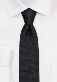 Matte Silk Tie in Skinny Width | Matte Silk Necktie in Slim Cut in Solid Black