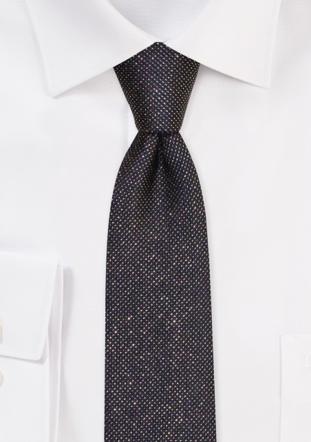 Black and Gold Sparkle Necktie | Black Skinny Tie with Gold Sparkle