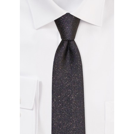 Black and Gold Sparkle Necktie | Black Skinny Tie with Gold Sparkle