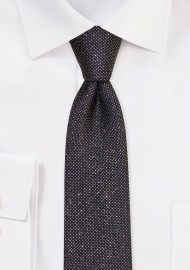 Black and Gold Sparkle Necktie | Black Skinny Tie with Gold Sparkle