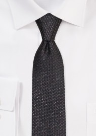 Black and Silver Sparkle Necktie | Black Skinny Tie with Silver Sparkle