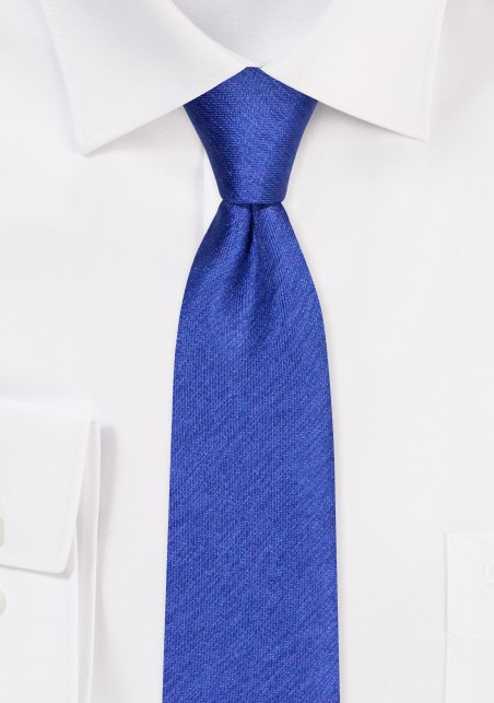 Royal Skinny Silk Tie | Matte Raw Silk Tie in Royal Blue in Skinny Width
