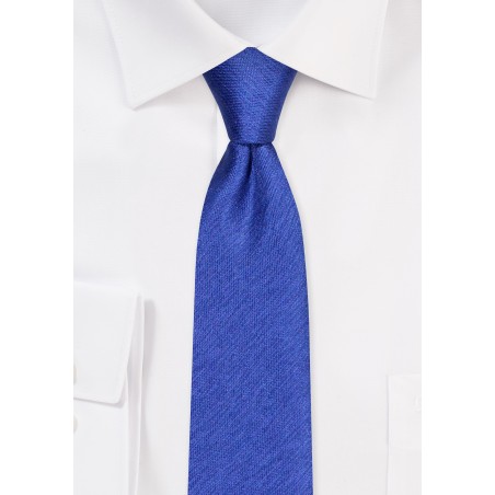 Royal Skinny Silk Tie | Matte Raw Silk Tie in Royal Blue in Skinny Width