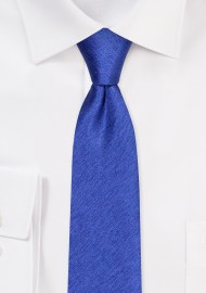Royal Skinny Silk Tie | Matte Raw Silk Tie in Royal Blue in Skinny Width