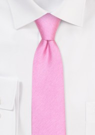 Raw Silk Skinny Tie in Pink | Carnation Pink Skinny Tie in Raw Silk