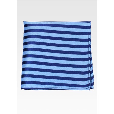 Blue and Navy Striped Pocket Square in Satin Finish