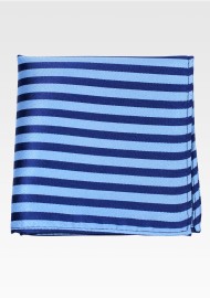 Blue and Navy Striped Pocket Square in Satin Finish