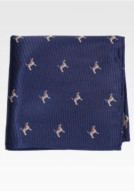 Navy Pocket Square with Beagle Dogs