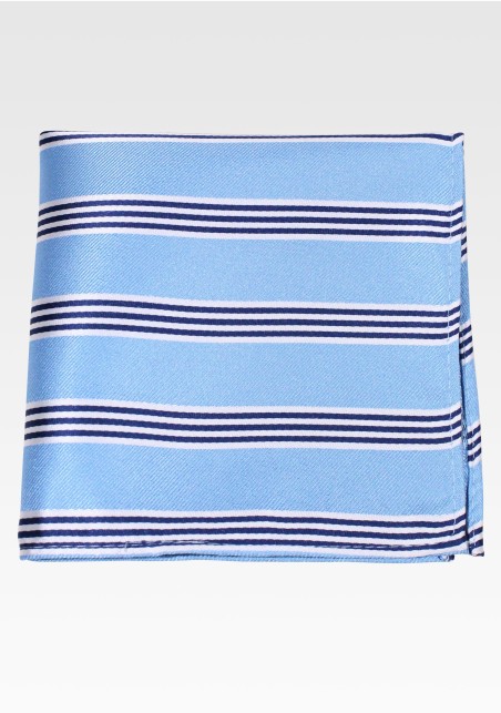 Striped Pocket Square in Light Blue, Tan, Black