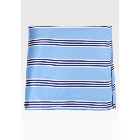 Striped Pocket Square in Light Blue, Tan, Black