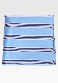 Striped Pocket Square in Light Blue, Tan, Black