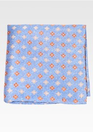 Light Blue Pocket Square with Tiny Embroidered Florals