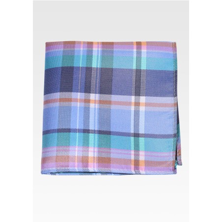 Madras Plaid Pocket Square in Blue, Green, and Pink