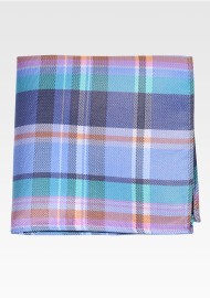 Madras Plaid Pocket Square in Blue, Green, and Pink
