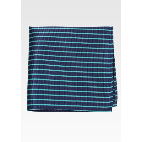 Thin Striped Pocket Square in Navy and Green