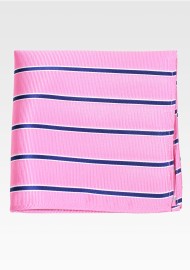 Pink Ribbed Textured Pocket Square with Blue stripes
