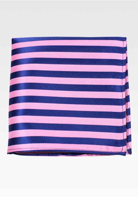 Pink and Navy Striped Men's Pocket Square