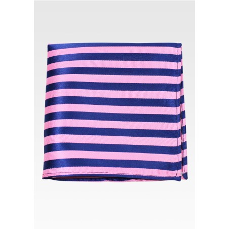 Pink and Navy Striped Men's Pocket Square