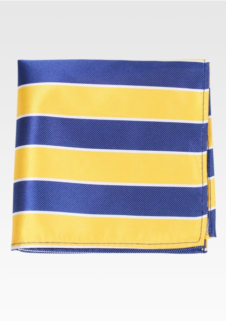 Navy and Golden Striped Pocket Square