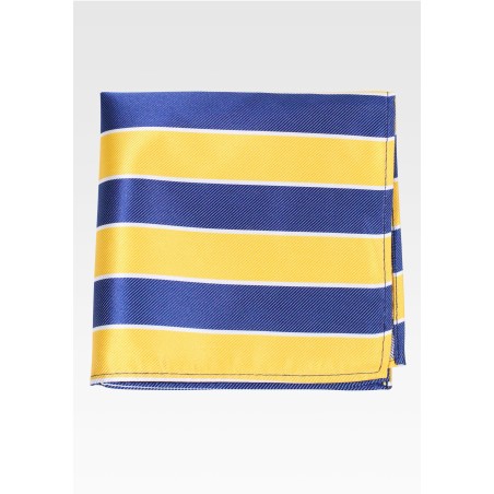 Navy and Golden Striped Pocket Square