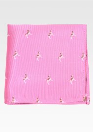 Carnation Pink Pocket Square with Dogs
