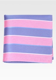 Pink and Blue Striped Pocket Square in Satin Finish