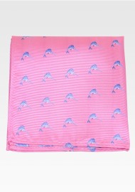 Pink Pocket Square with Sailfish in Blue