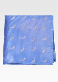 Blue Pocket Square with Small Embroidered Whales
