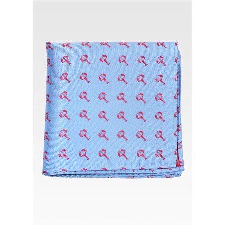 Blue Pocket Square with Lobster Pattern