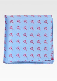 Blue Pocket Square with Lobster Pattern