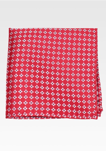 Cherry Red Checkered Pocket Square