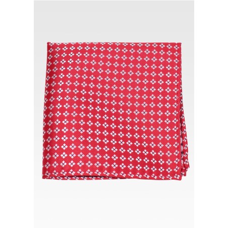Cherry Red Checkered Pocket Square